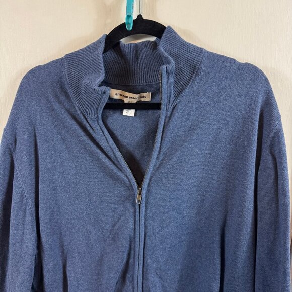 Amazon Essentials Men’s Full Zip Cotton Sweater Jacket Blue XL - Picture 3 of 9